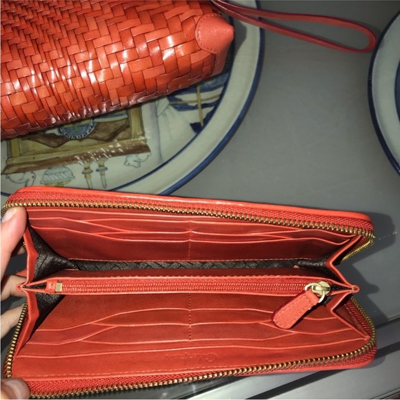 Cole Haan Red Woven Wallet and Pouch Set - Picture 3 of 4